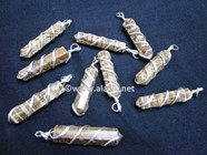 Picture of Aragonite Wire Wrapped Pencil Pendants