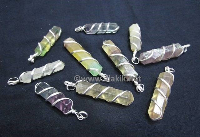 Picture of Multi Flourite Wire Wrapped Pencil Pendants