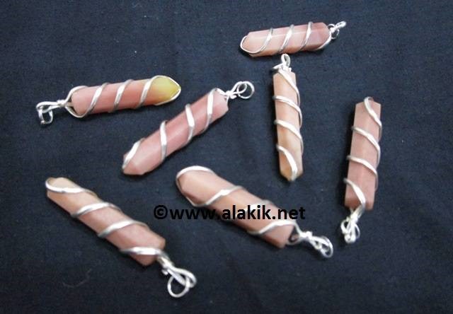 Picture of Peach Aventurine Wire Wrapped Pencil Pendants