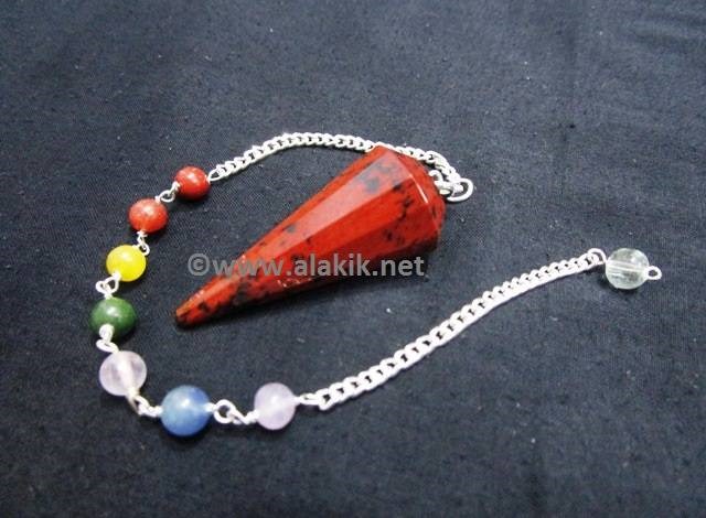 Picture of Mahogany Obsidian 12 Facet Pendulum with Chakra Chain