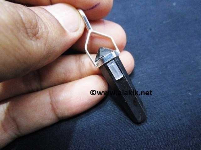 Picture of Black Tourmaline D Point With Raw Selenite
