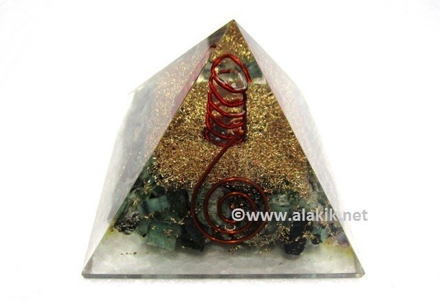Picture of Genuine Emerald Orgone Pyramid with Copper Coil