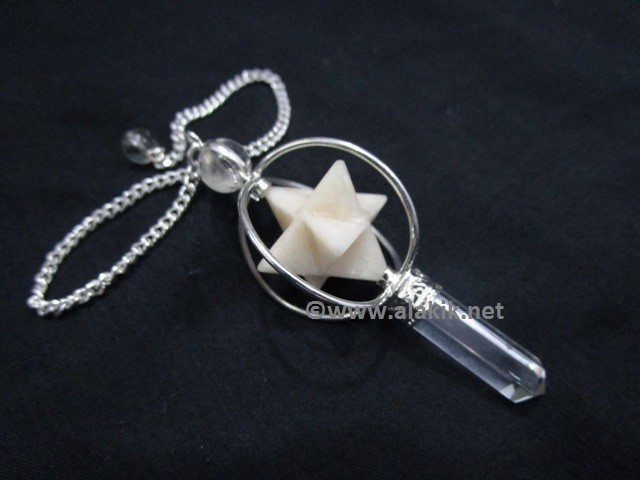 Picture of Cream Moonstone Spinning  Merkaba Pendulum