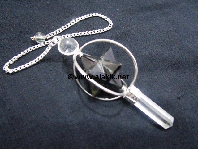 Picture of Black Tourmaline Spinning  Merkaba Pendulum