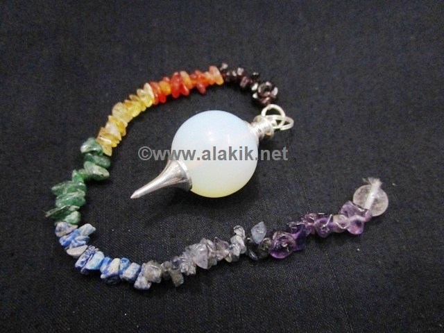 Picture of Opalite Ball Pendulum With Chakra Chips chain