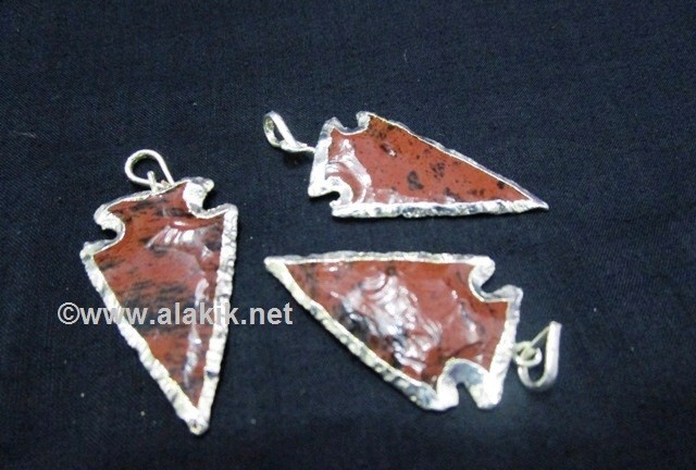 Picture of Mahogany Obsidian 1inch Silver Electroplated Arrowhead Pendant