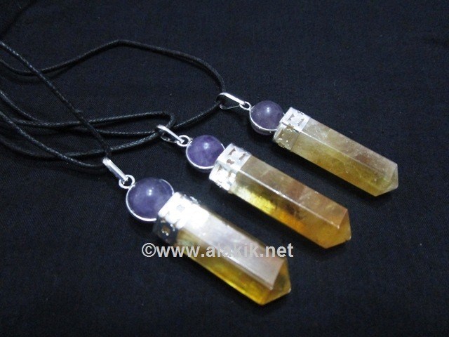 Picture of Citrine with Amethyst 2pc Cap Pencil Pendant with cord