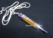 Picture of Citrine 3pc Chakra Healing Wand Pendulum with Amethyst point