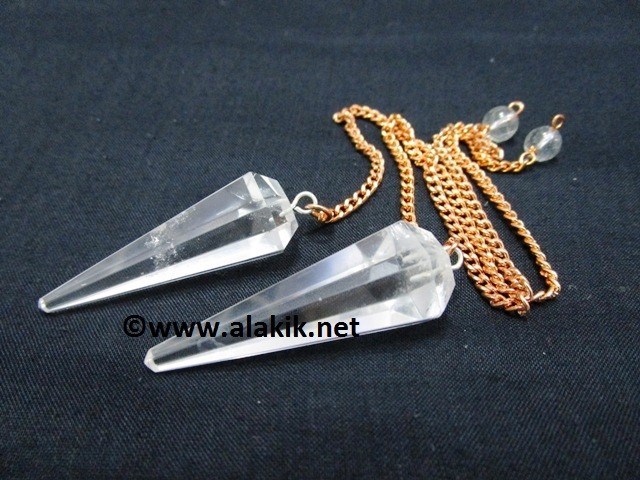 Picture of Crystal 6 Facet Pendulum with Copper Chain