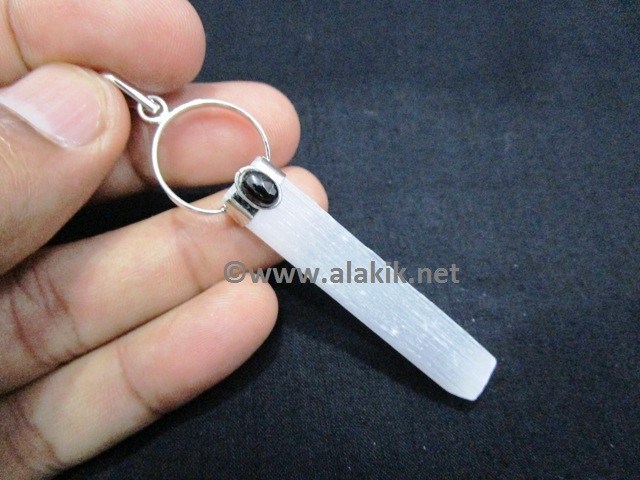Picture of Raw Selenite With Black Tourmaline Pendant