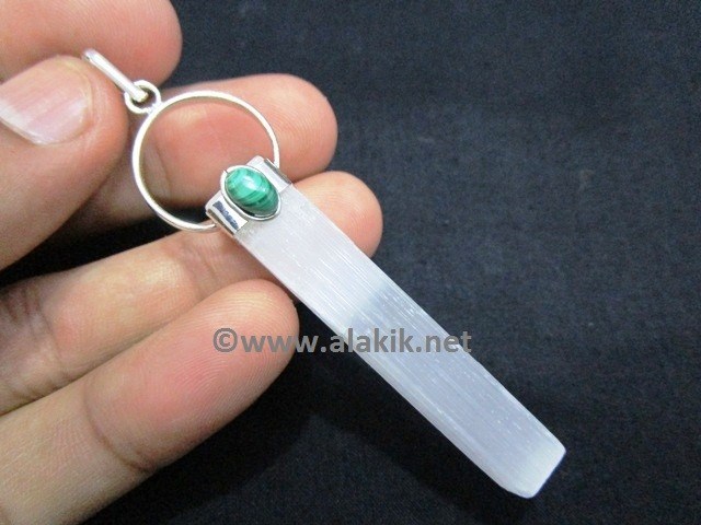 Picture of Raw Selenite With Malakite Pendant
