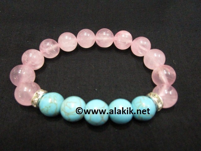 Picture of Rose Quartz  Turquoise 10 mm Combi Bracelet