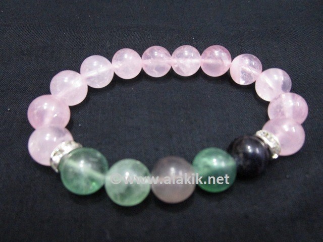 Picture of Rose Quartz Fluorite 10mm Combi Bracelet
