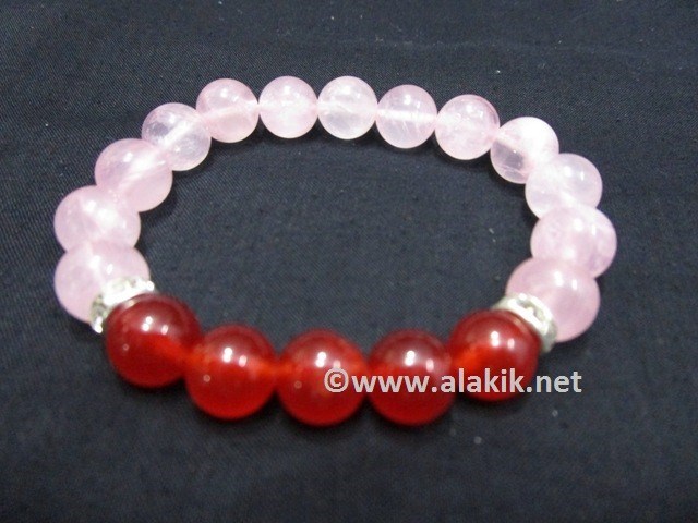 Picture of Rose Quartz 10 mm Naval Chakra Bracelet with Diamond Ring