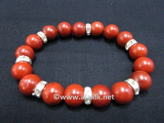 Picture of Red Jasper 10mm Bracelet with Diamond Ring