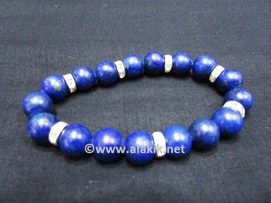 Picture of Lapis Lazuli 10mm Bracelet with Diamond Ring
