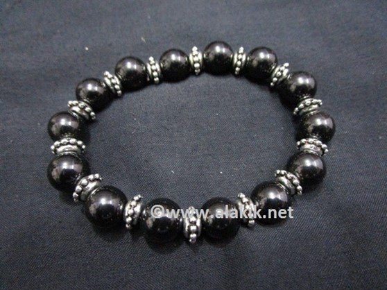 Picture of Black Obsidian 10mm Elastic Bracelet with Tire Bead