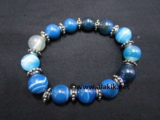 Picture of Blue Onyx 10mm Elastic Bracelet with Tire Bead