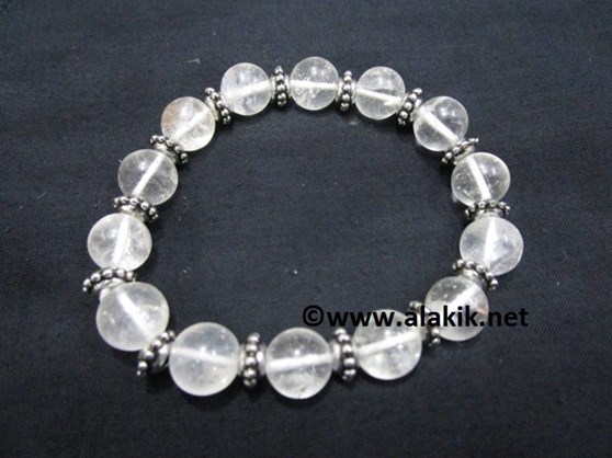 Picture of Crystal Quartz 10mm Elastic Bracelet with Tire Bead