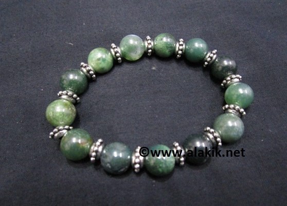 Picture of Moss Agate 10mm Elastic Bracelet with Tire Bead