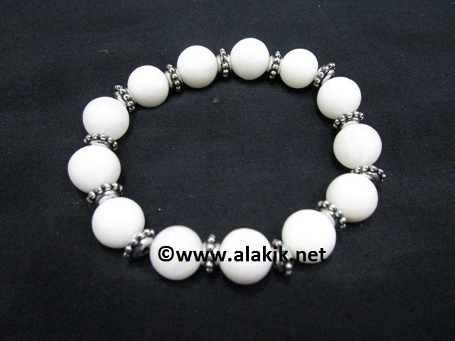 Picture of Snow Quartz 10mm Elastic Bracelet with Tire Bead