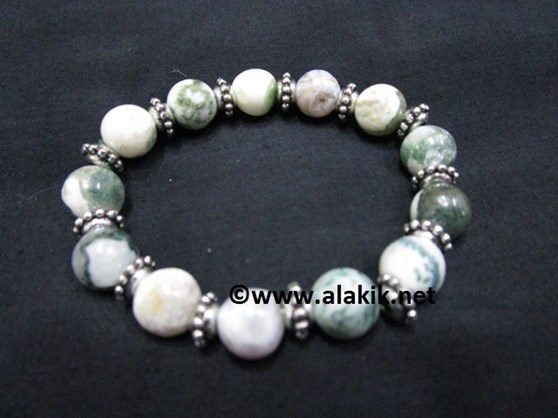 Picture of Tree Agate 10mm Elastic Bracelet with Tire Bead