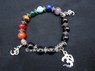 Picture of Black Obsidian Chakra 10mm Elastic Bracelet with Charms, Picture 1
