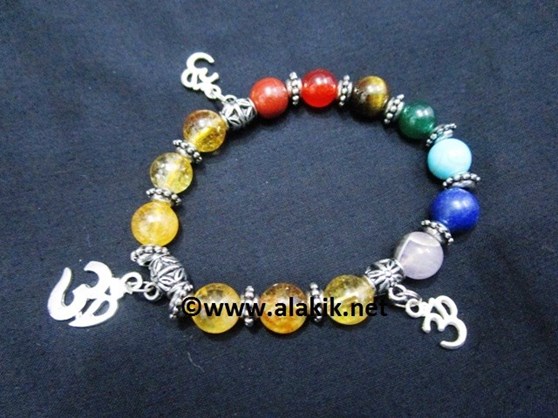 Picture of Citrine Chakra 10mm Elastic Bracelet with Charms