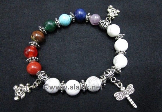 Picture of Howalite Chakra 10mm Elastic Bracelet with Charms
