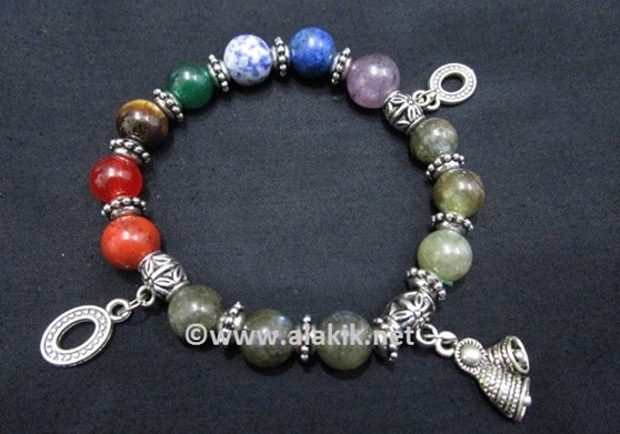 Picture of Labradorite Chakra 10mm Elastic Bracelet with Charms