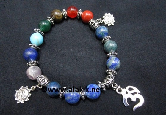 Picture of Lapis Lazuli Chakra 10mm Elastic Bracelet with Charms
