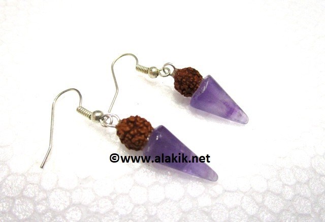 Picture of Amethyst Cone Rudraksha Earring