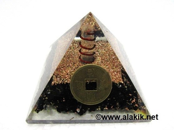 Picture of Black Tourmaline Orgone Pyramid With Fengshui Coin