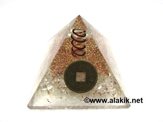 Picture of Crystal Quartz Orgone Pyramid With Fengshui Coin