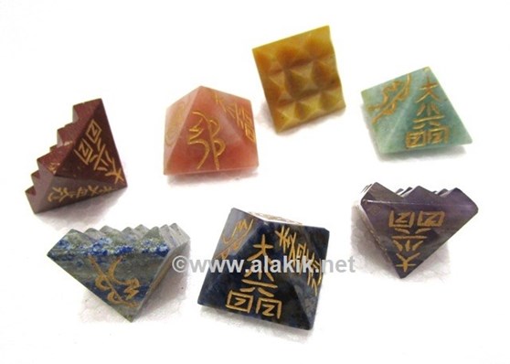 Picture of Mix Stone Engrave USUI Lemurian Pyramids