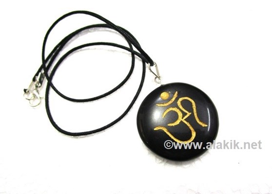 Picture of Black Agate Engrave Om Pendant with cord