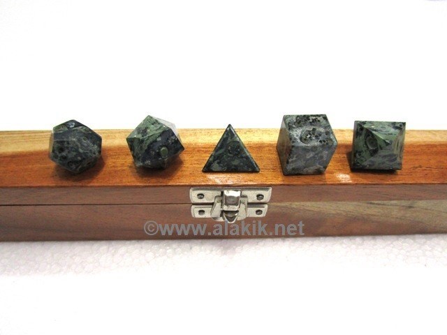 Picture of Kambaba Jasper 5pcs Geometry set with Wooden Box