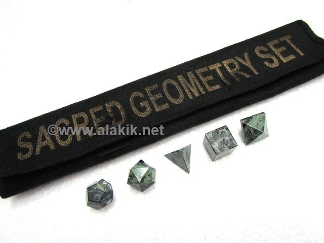Picture of Kambaba Jasper 5pcs Geometry set with Velvet purse