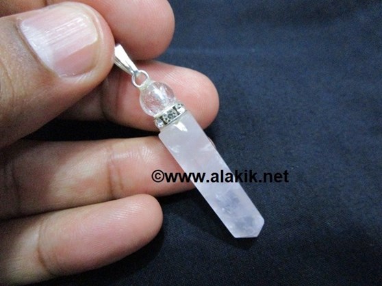 Picture of Rose Quartz Pencil Pendant with Diamond Ring & Crystal Ball