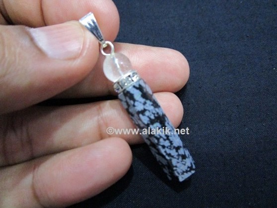 Picture of Snowflake Obisidian Pencil Pendant with Diamond Ring & Crystal Ball