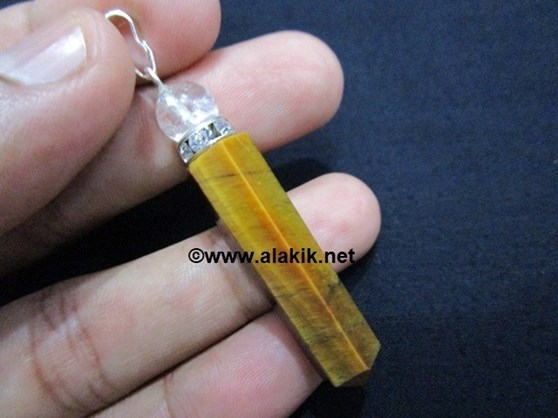 Picture of Yellow Tiger Eye Pencil Pendant with Diamond Ring & Crystal Ball