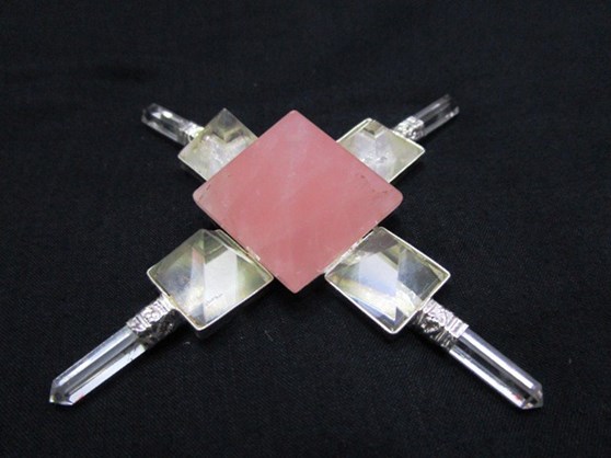 Picture of Rose Quartz Crystal Quartz Dual Pyramid Healing Energy Generator