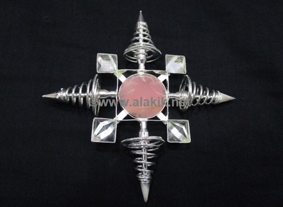 Picture of Silver Coil Healing Energy Grid Generator With Rose Quartz Antena