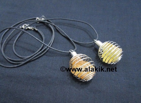Picture of Raw Citrine Spring Cage pendants with cords