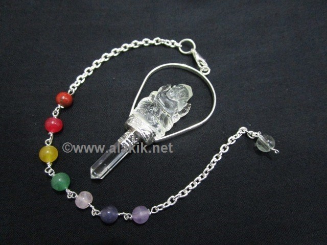 Picture of Crystal Ganesha Basket Pendulum with chakra chain