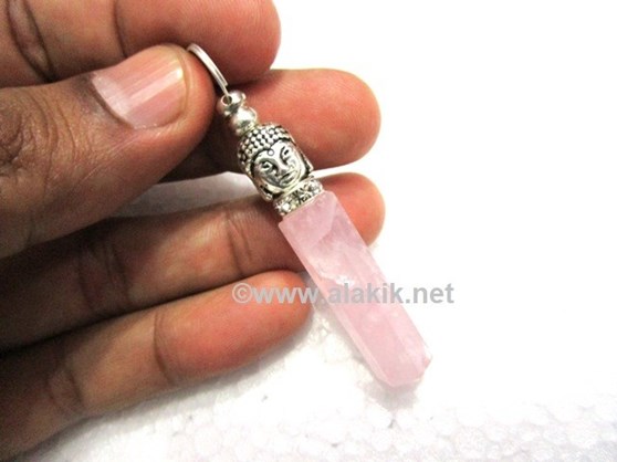 Picture of Rose Quartz Pencil Pendant with Buddha & Diamond Ring