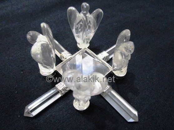 Picture of Crystal Quartz Pyramids Energy Generator with Crystal Angels