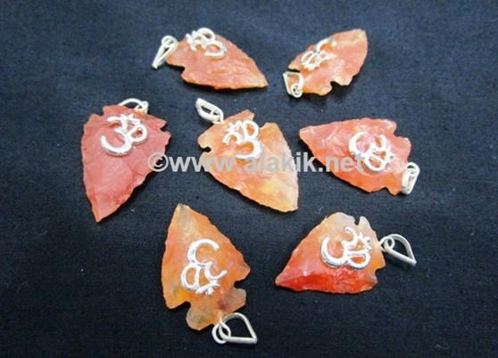 Picture of Red Cornelian Arrowhead Pendant with OM