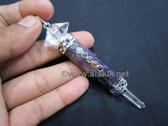 Picture of Amethyst Chakra Mini Healing Wand with Herkimer Pendant