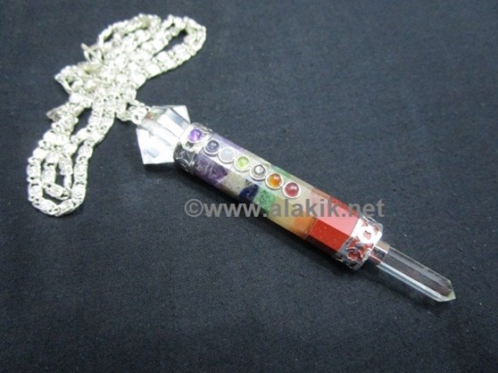 Picture of Chakra Bonded Crystal Herkimer Necklace with Chakra Cabs